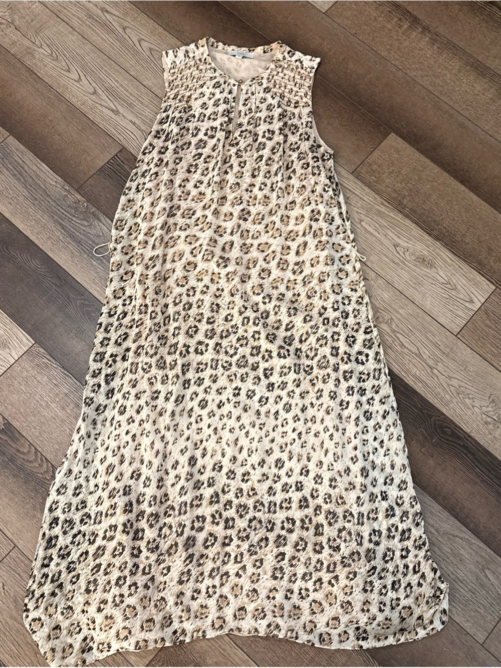 Joie Sleeveless Leopard-Print Maxi Dress in Cream and Brown